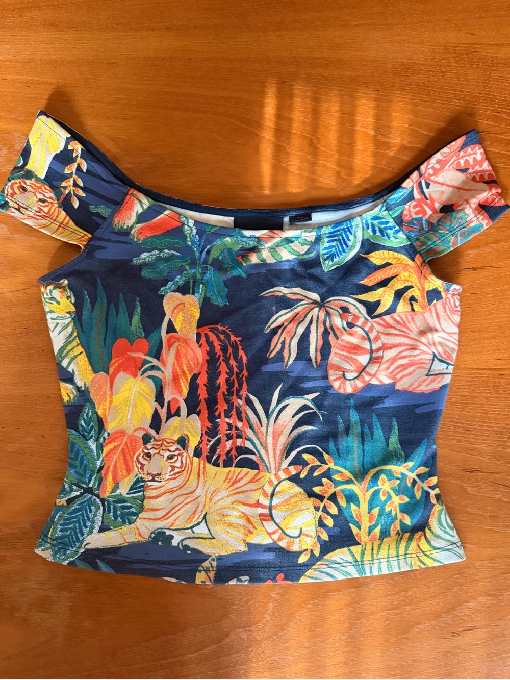 Women’s Floral Tiger Print Off-Shoulder Top